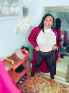 Plaid Burgundy Leggings