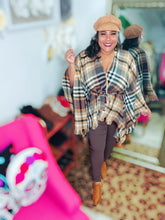 Load image into Gallery viewer, Belted Plaid Ruana