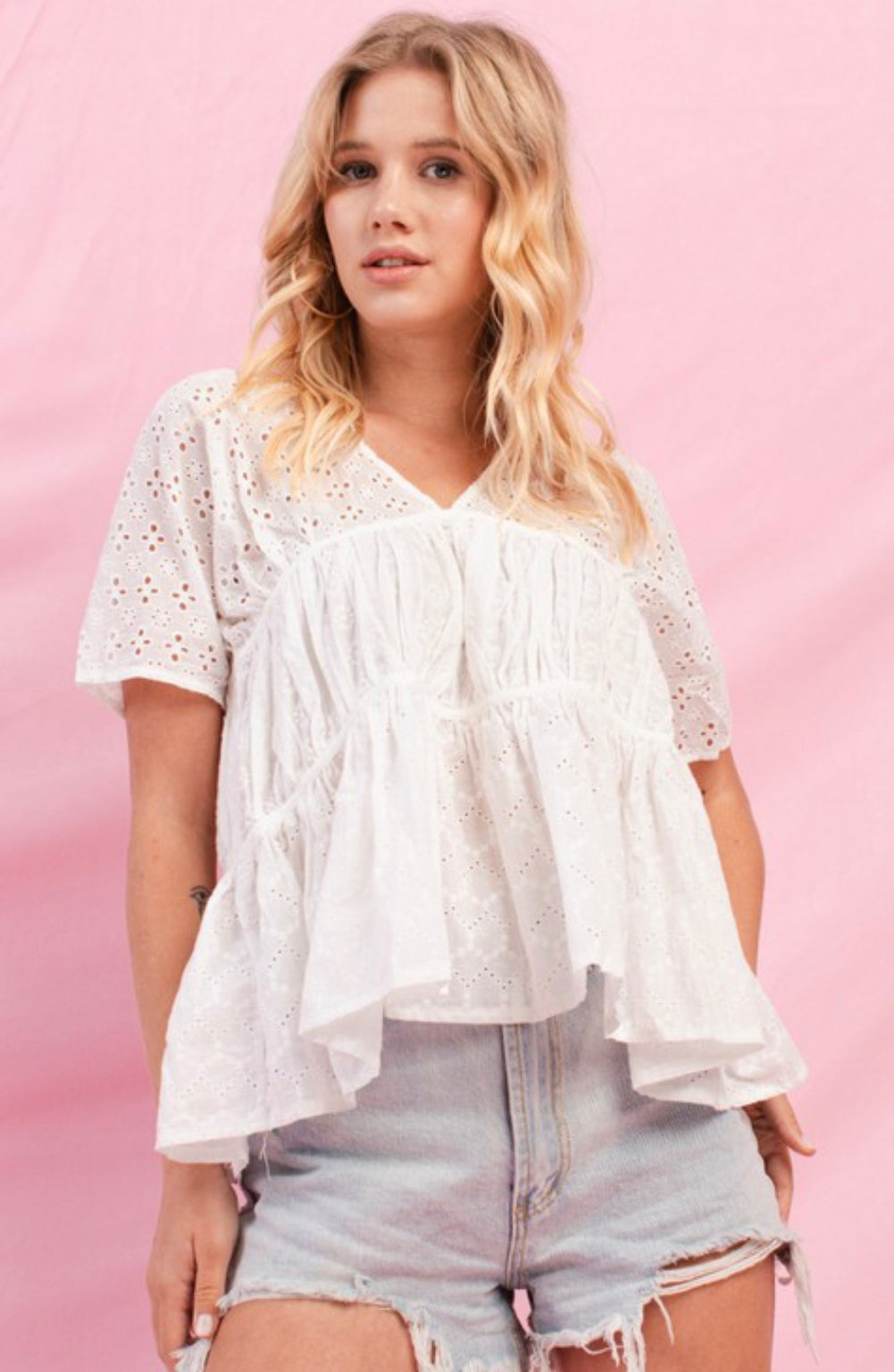 Tiered Eyelet Tiered Top