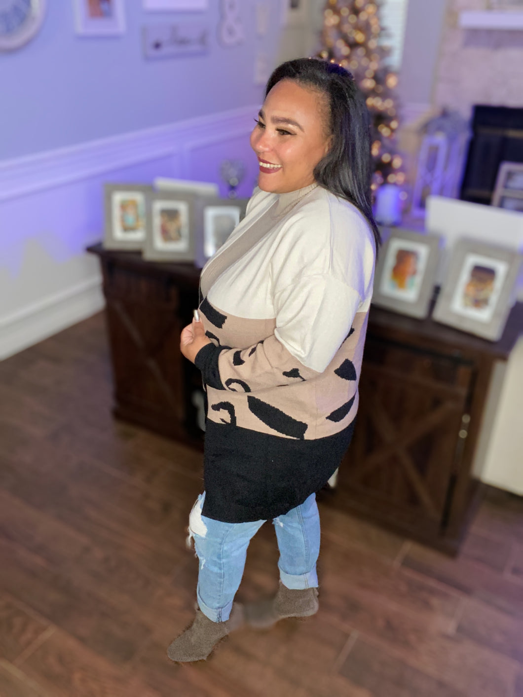 Roaring Good Times Leopard Colorblock Cardigan
