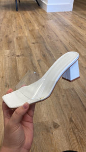 Clear White  Chunky Heel
