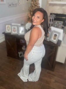 Judy Blue Pinstripe White Super Flare