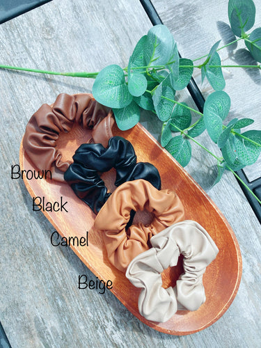 Faux Leather Scrunchies
