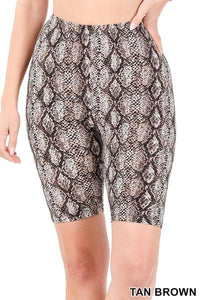 Sassy Snake Print Biker Shorts