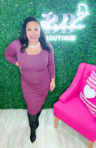 Crushed It 3/4 Length Sleeved Midi Dress