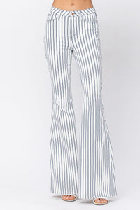Judy Blue Pinstripe White Super Flare