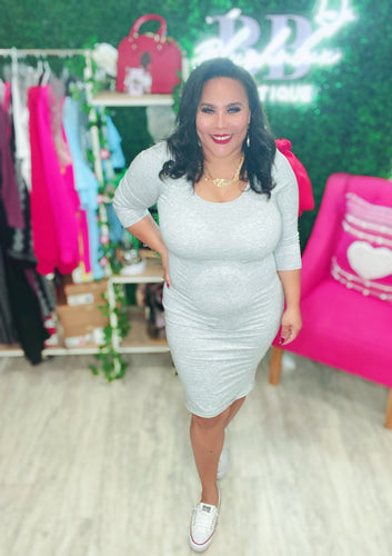 Crushed It 3/4 Length Sleeved Midi Dress