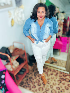 Judy Blue White Distressed Denim